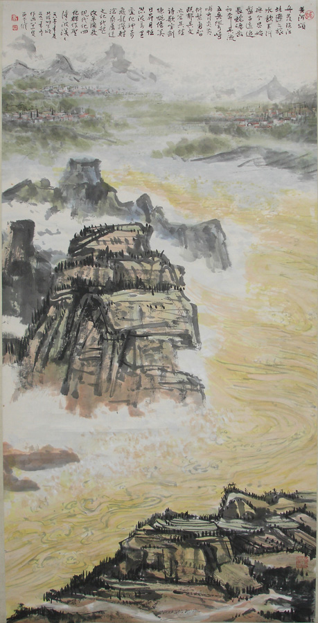 吴云纵黄河颂国画